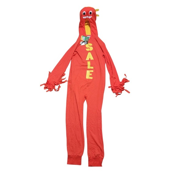 Tipsy Elves Sale Costume Red And Yellow Waving Tube Man Jumpsuit For Men (M) - Picture 5 of 8